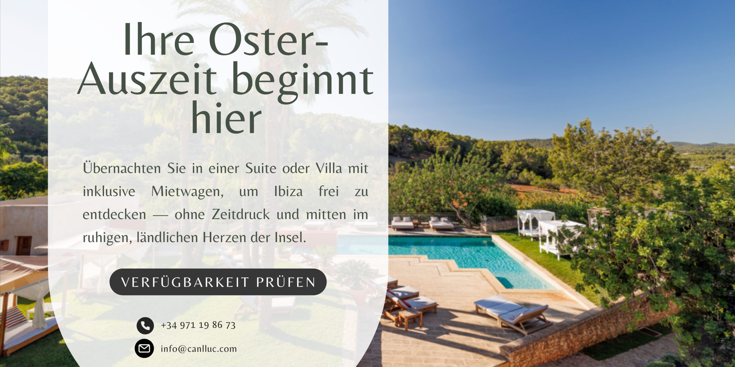 Landhotel Can Lluc auf Ibiza mit Pool inmitten der Natur, ideal für eine Auszeit zu Ostern