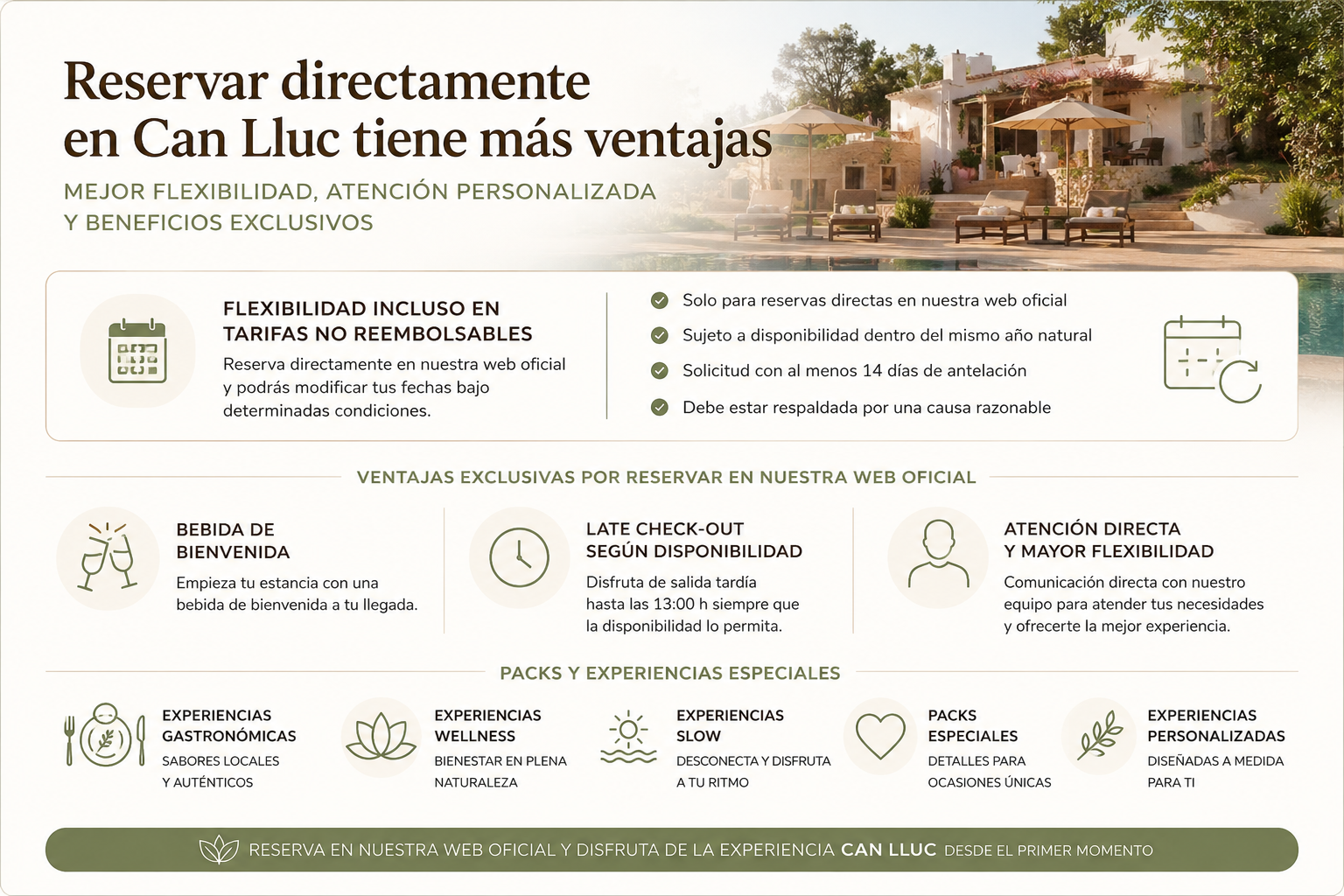 Ventajas de reservar en la web de Can Lluc